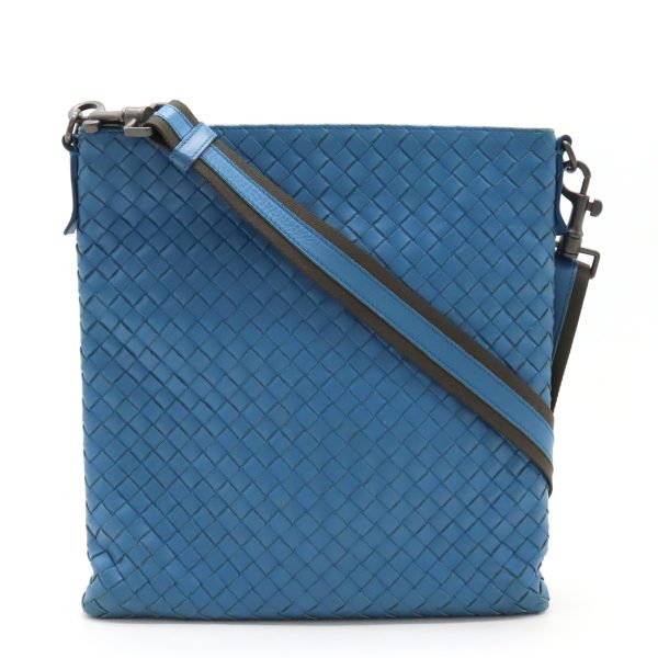 12420574 1 Bottega Veneta Intrecciato Leather Shoulder Bag Blue