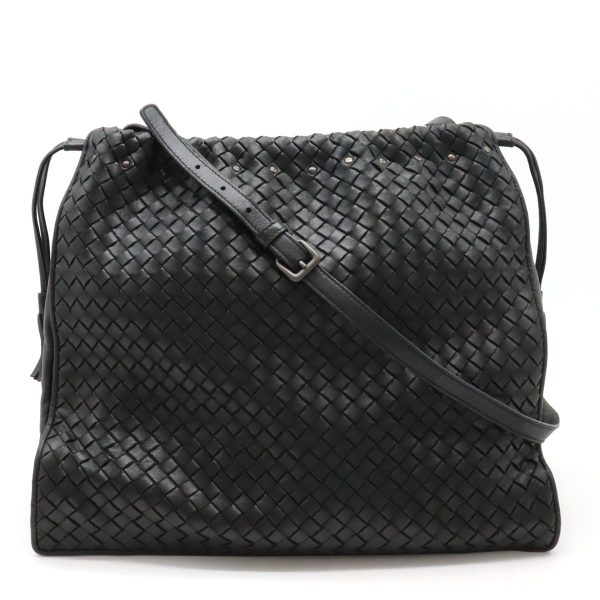 12420736 1 Bottega Veneta Intrecciato Shoulder Bag Leather Black