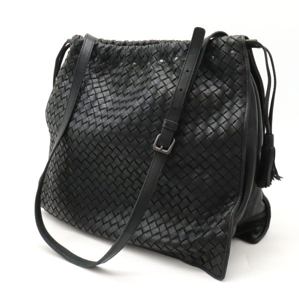 12420736 2 Bottega Veneta Intrecciato Shoulder Bag Leather Black