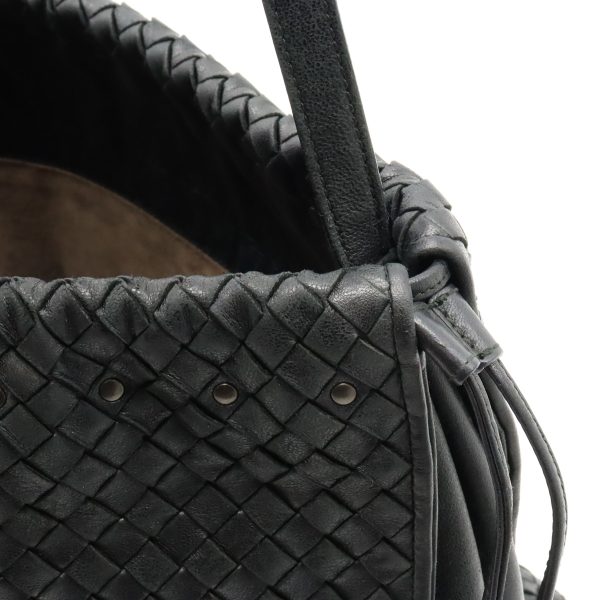 12420736 7 Bottega Veneta Intrecciato Shoulder Bag Leather Black