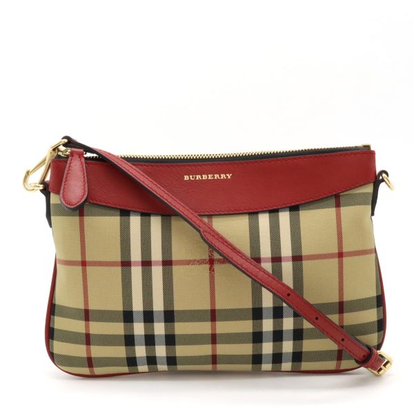 12420764 1 Burberry Nova Check Pochette Leather Shoulder Bag Beige