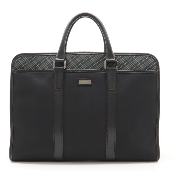 12420943 1 Burberry Nylon Canvas Leather Business Bag Black