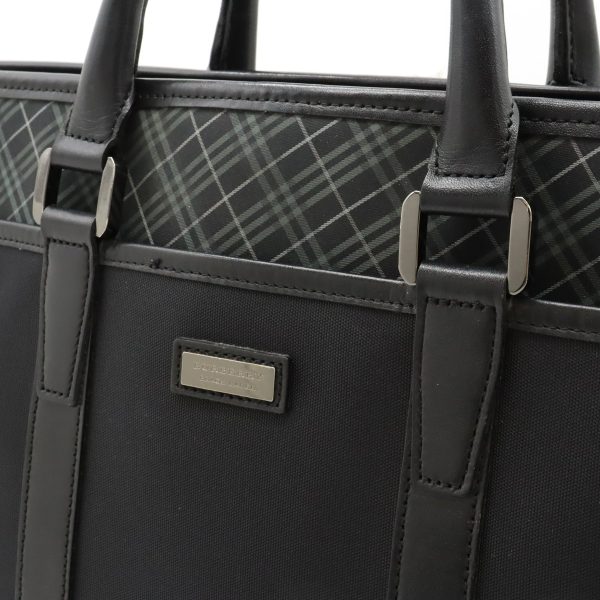 12420943 8 Burberry Nylon Canvas Leather Business Bag Black