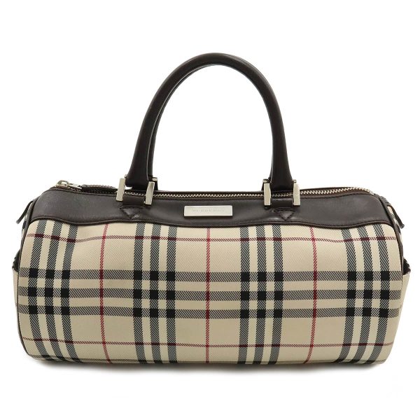 12430514 1 Burberry Nova Check Plaid Leather Handbag Beige