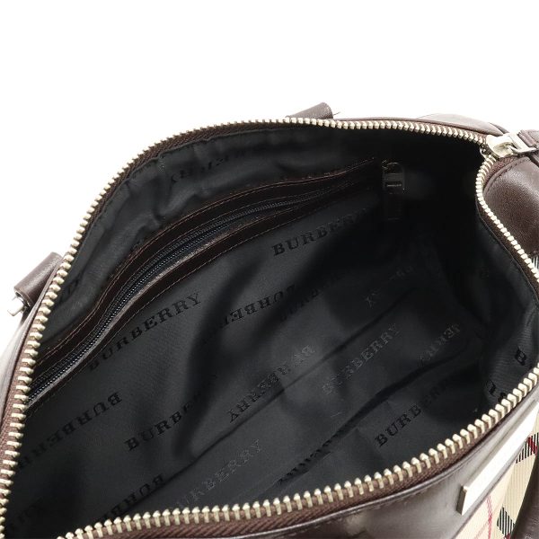 12430514 5 Burberry Nova Check Plaid Leather Handbag Beige