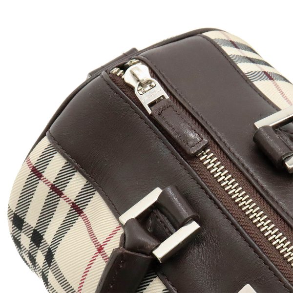 12430514 6 Burberry Nova Check Plaid Leather Handbag Beige