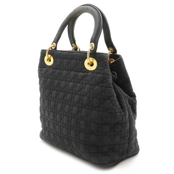 12430613 2 Christian Dior Lady Dior Cannage Nylon Handbag Black