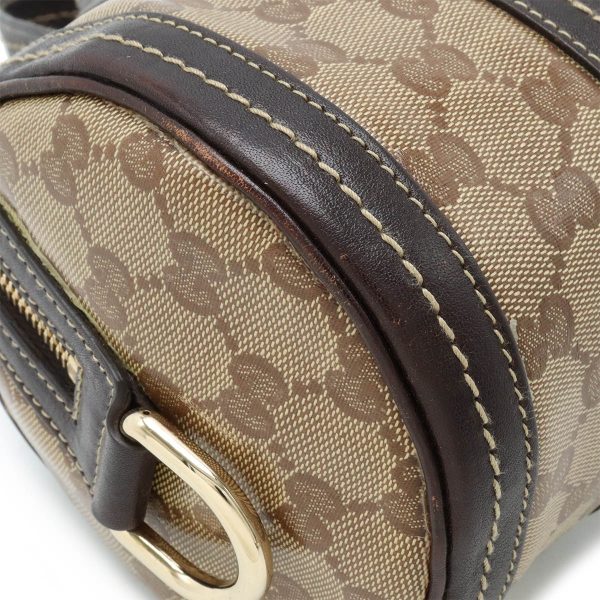 12430784 3 Gucci GG Hysteria Mini Boston Bag Ribbon Coated Canvas Leather Brown