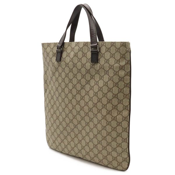 12440086 2 Gucci GG Supreme Tote Bag Beige Dark Brown