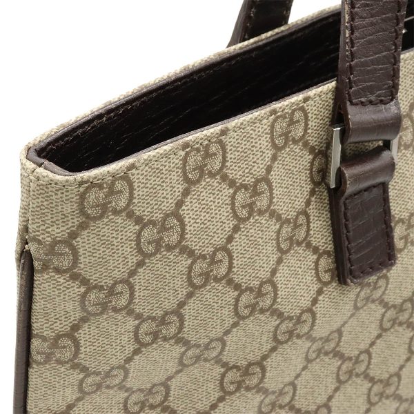 12440086 6 Gucci GG Supreme Tote Bag Beige Dark Brown