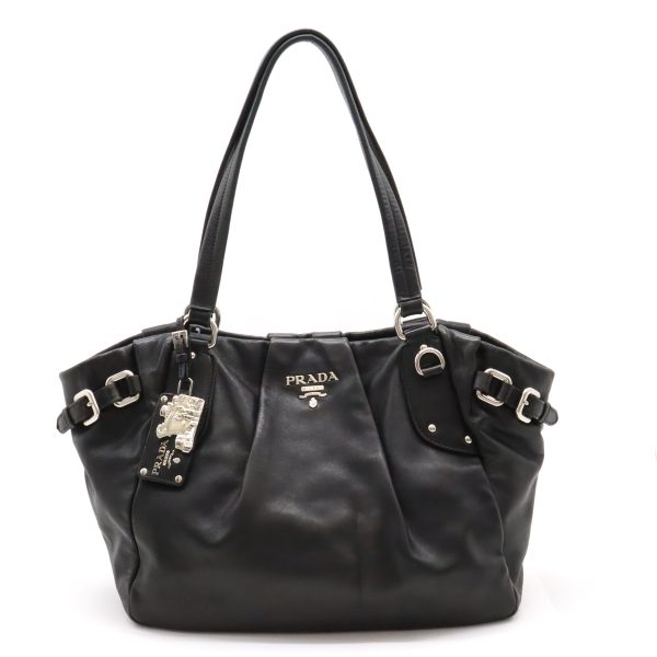 12440100 1 Prada Tote Bag Semi Shoulder Leather Black