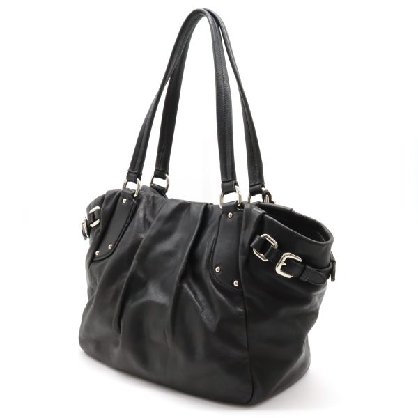 12440100 2 Prada Tote Bag Semi Shoulder Leather Black