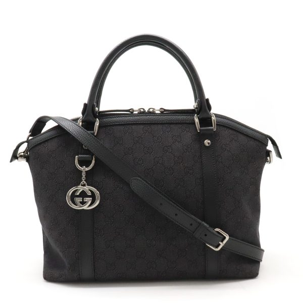 12440103 1 Gucci GG Tote Handbag Shoulder Leather Black