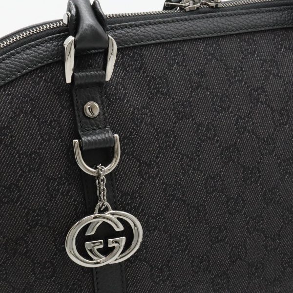 12440103 9 Gucci GG Tote Handbag Shoulder Leather Black