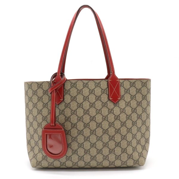 12440140 1 Gucci GG Supreme Tote Shoulder Bag Beige Red