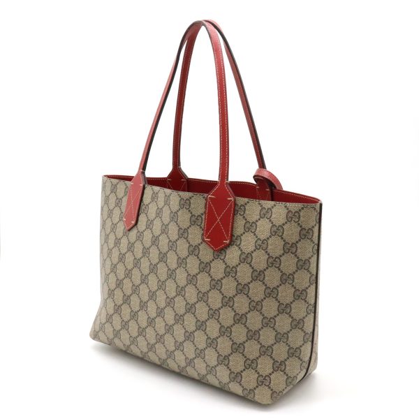 12440140 2 Gucci GG Supreme Tote Shoulder Bag Beige Red