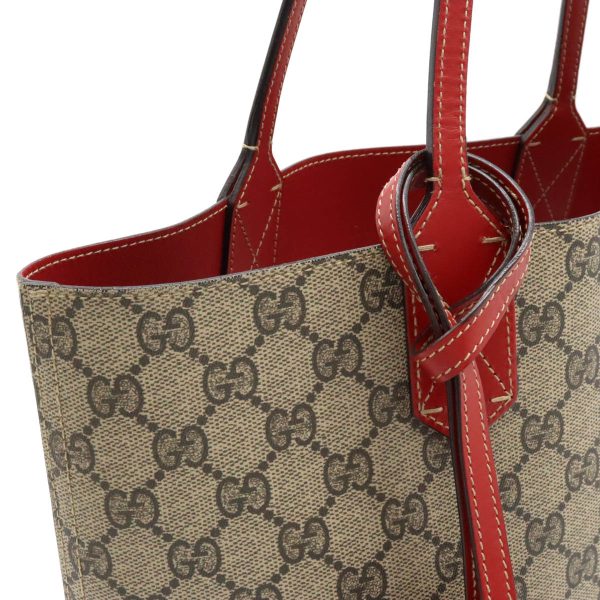 12440140 7 Gucci GG Supreme Tote Shoulder Bag Beige Red