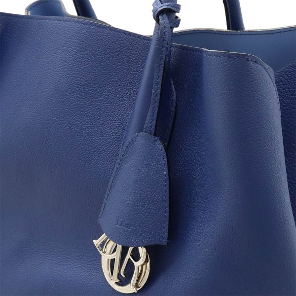 12440150 9 Christian Dior Open Bar Leather Tote Bag Blue