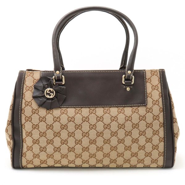 12440601 1 Gucci GG Canvas Tote Handbag Khaki Beige Brown