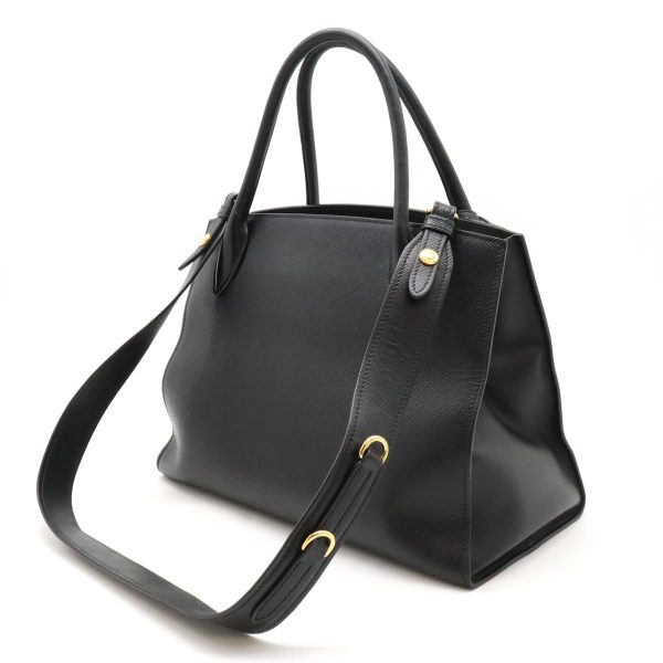 12440721 2 Prada Monochrome Bag Saffiano Leather Black