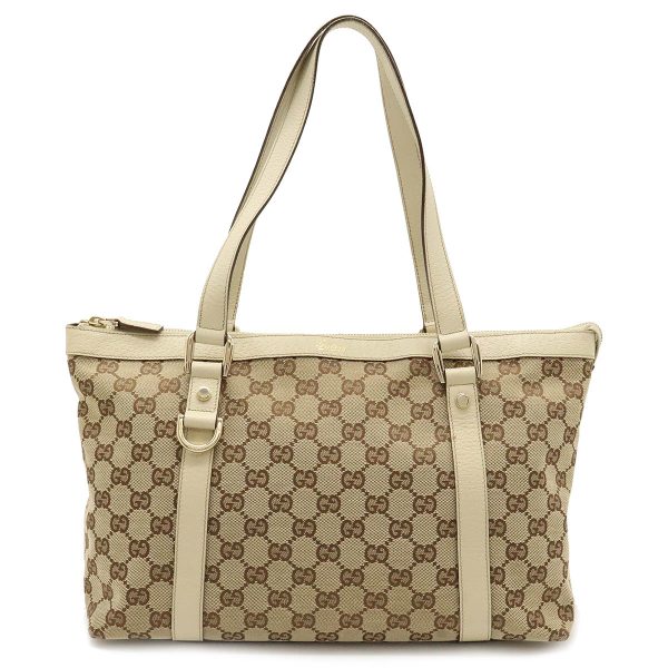 12440749 1 Gucci GG Canvas Shoulder Tote Bag Khaki Beige