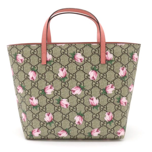 12440753 1 Gucci GG Floral Pattern Tote Handbag Greige Pink