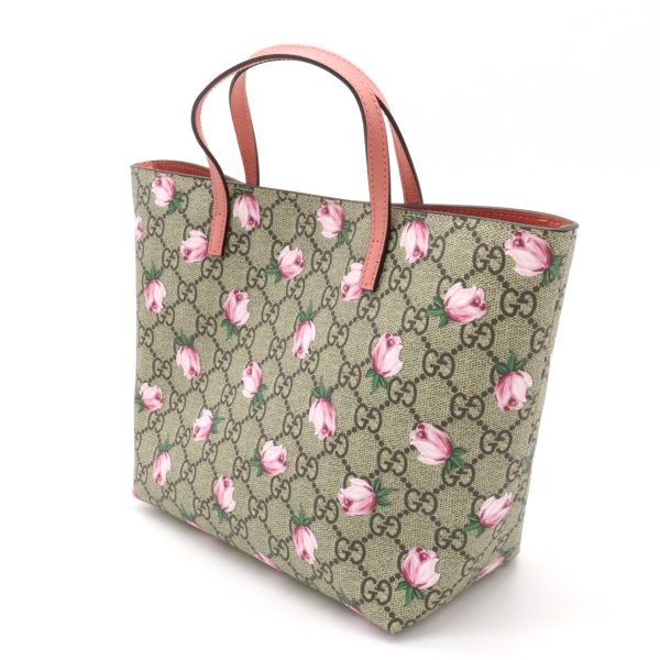 12440753 2 Gucci GG Floral Pattern Tote Handbag Greige Pink