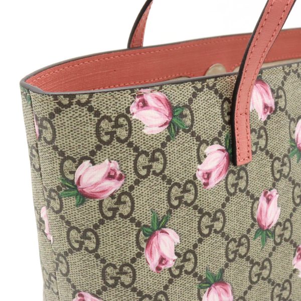 12440753 4 Gucci GG Floral Pattern Tote Handbag Greige Pink