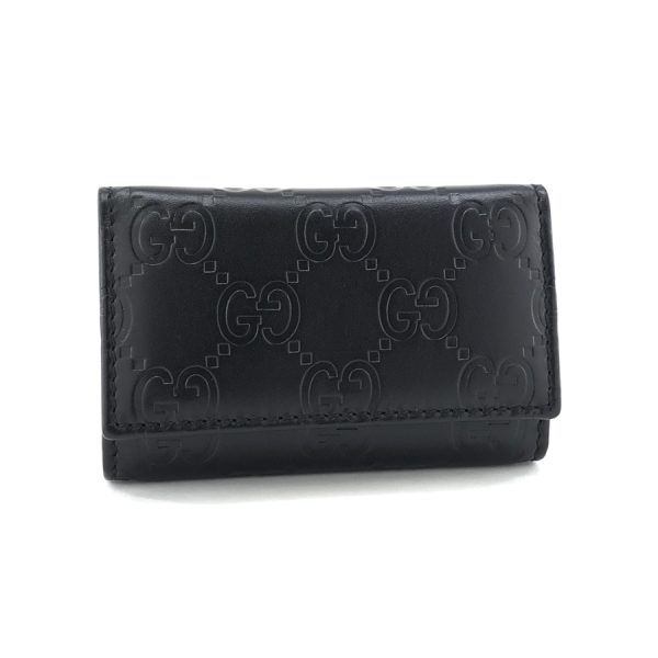 138093 a0v1g 1000 01 Gucci Guccisima Leather Key Case 6 Rows Black