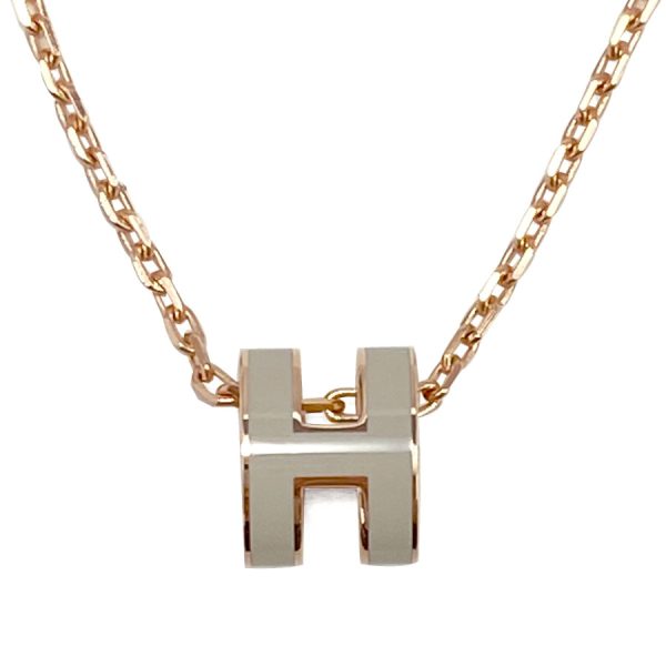 147992f055 001 Hermes Pop Ash Mini Charm Top Necklace Marron Glace Beige