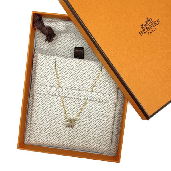 147992f55 06 Hermes Pop Ash Mini Charm Necklace Marron Glace Beige