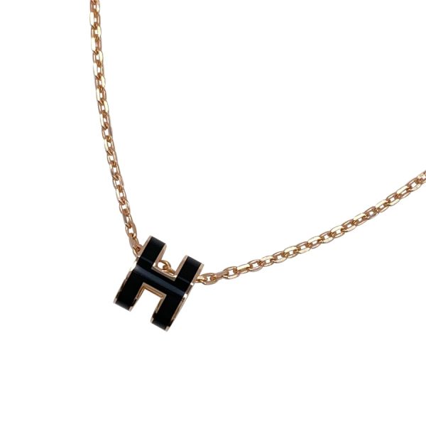 147992fo03 002 Hermes Necklace Mini Pop Ash Initial H Pendant Necklace Black Pink