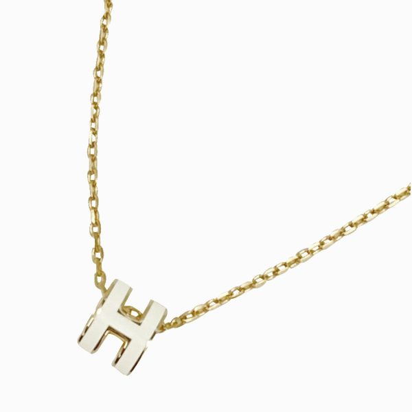 147992fp49 11 Hermes Pop H Ash Mini Charm Necklace White Gold