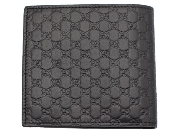 150413 bmj1n 1000 2 Gucci Bi Fold Wallet Black Guccissima Leather Micro Gucci Outlet