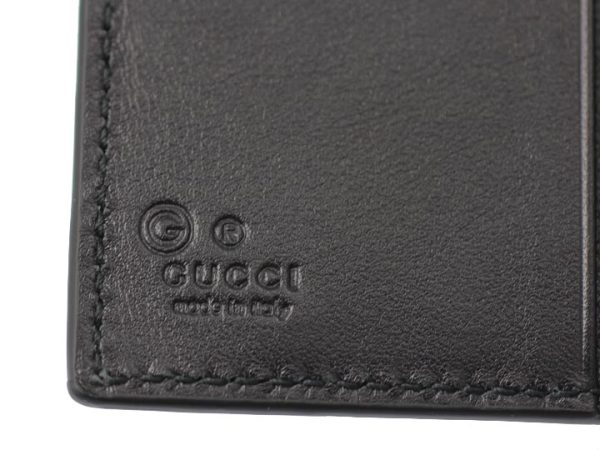 150413 bmj1n 1000 7 Gucci Bi Fold Wallet Black Guccissima Leather Micro Gucci Outlet