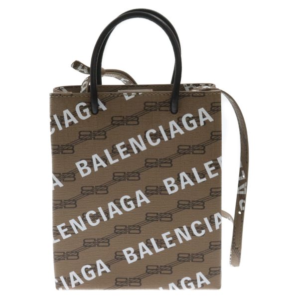 1524d250014 1 Balenciaga Bb Monogram Shopping Bag Leather Brown