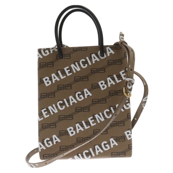 1524d250014 2 Balenciaga Bb Monogram Shopping Bag Leather Brown