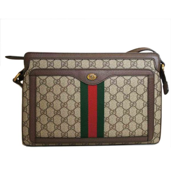 15768 1 Gucci Supreme Sherry Line Shoulder Bag Brown