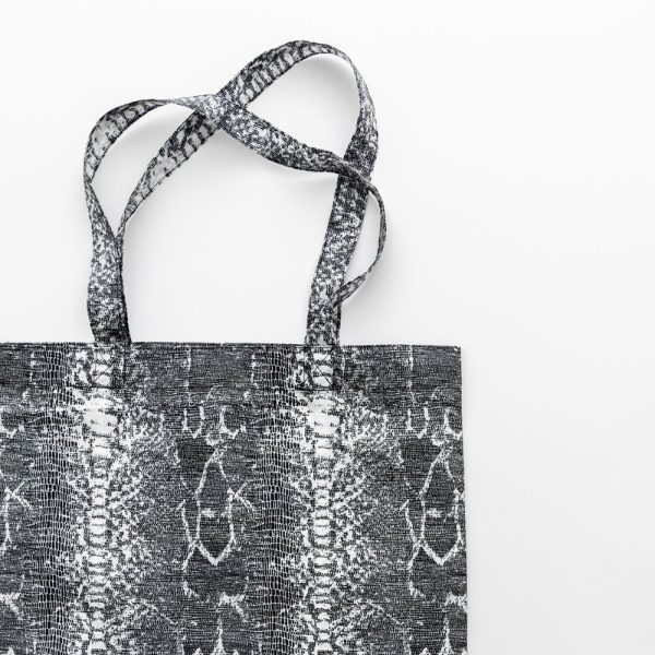 157922430 o3 Stampd Snake Printed Polyester Tote Bag Black