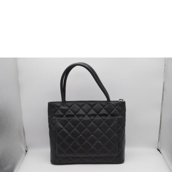 16239 2 Chanel Caviar Skin Reproduction Tote Bag Black Silver Hardware