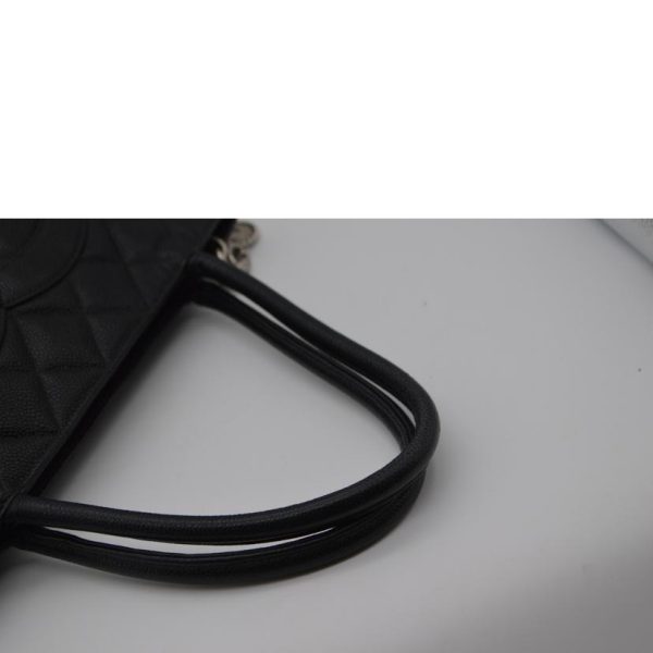 16239 4 Chanel Caviar Skin Reproduction Tote Bag Black Silver Hardware