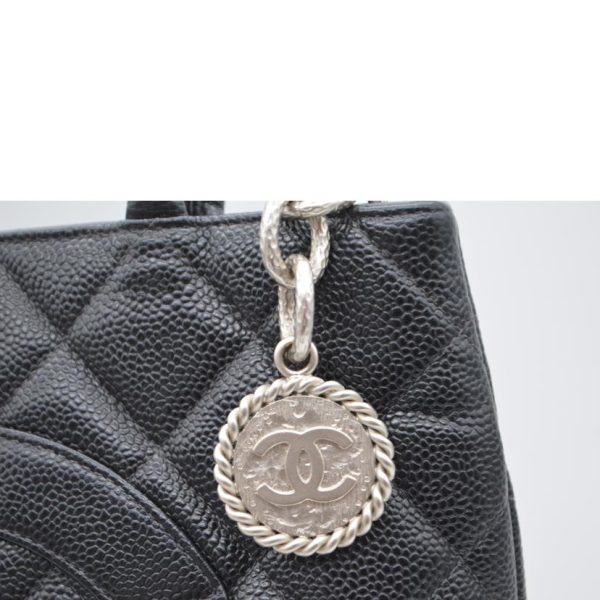 16239 6 Chanel Caviar Skin Reproduction Tote Bag Black Silver Hardware