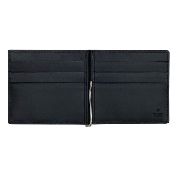 170580 cwc1n 1000 03 Gucci Guccisima Leather Bifold Card Wallet Money Clip Compact Black