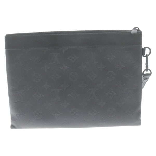 1724e130003 2a LOUIS VUITTON Pochette To Go Monogram Shadow Clutch Bag Leather Black