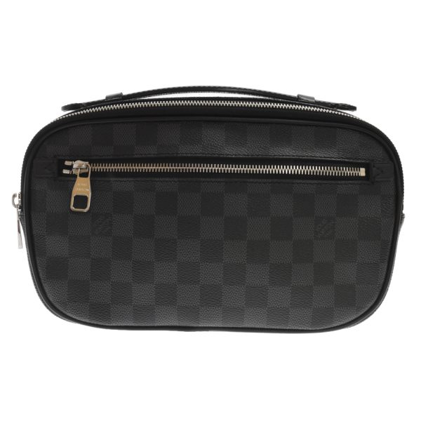 1724f020017 1 LOUIS VUITTON Umbraer Damier Graphite Hip Bag Leather Black