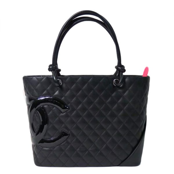 18346 1 Chanel Cambon Calf Skin Large Line Tote Bag Black