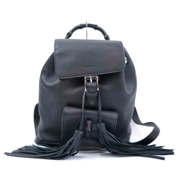 18498 1 Gucci Bamboo Tassel Backpack Black