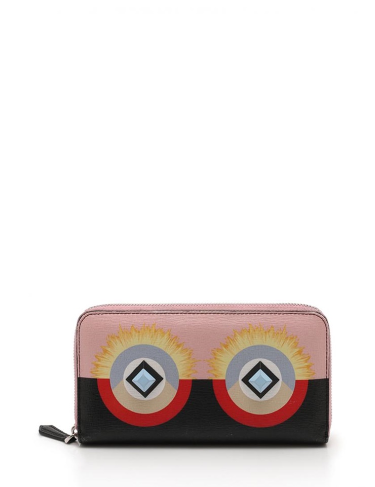 Fendi Crayons Leather Long Wallet Pink Black jUSTBAG Justbag.Net