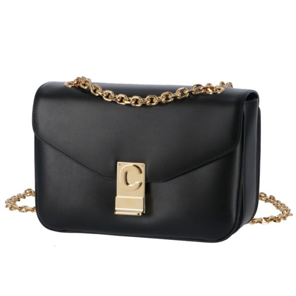 187253bfb38no 1 Celine C Medium Chain Shoulder Bag Black