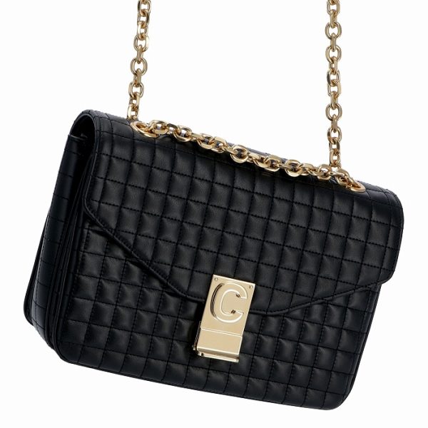 187253bfc38no 1 Celine Gold Metal Fittings Shoulder Bag Black